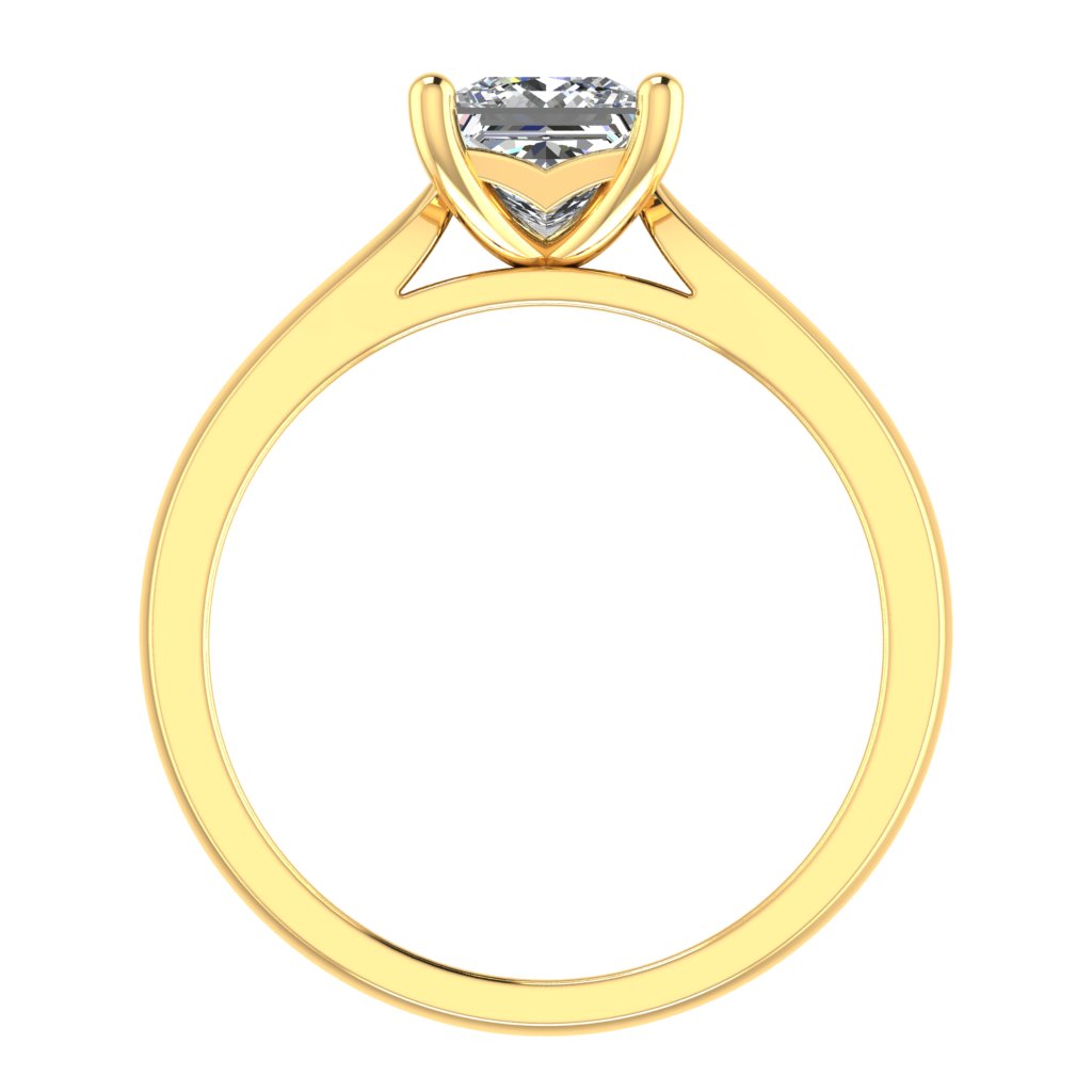 Princess Solitaire Yellow Gold Ring, Cathedral Basket | LGP