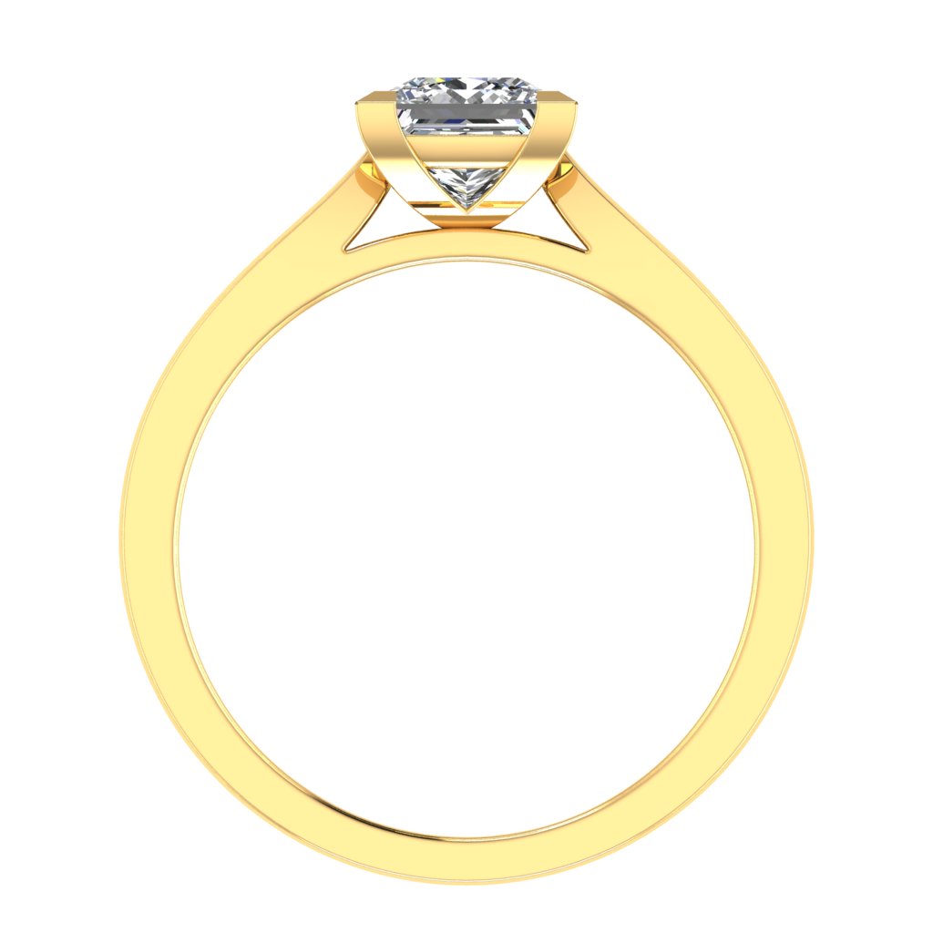 Princess Solitaire Yellow Gold Ring, Cathedral V-Shaped | LGP