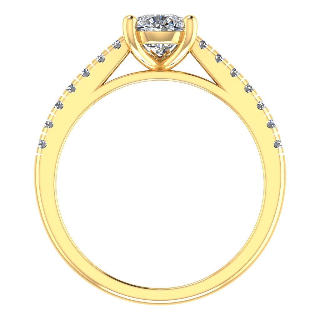 Pear Cut Diamond & Yellow Gold Shoulder Set Straight Ring | SMA