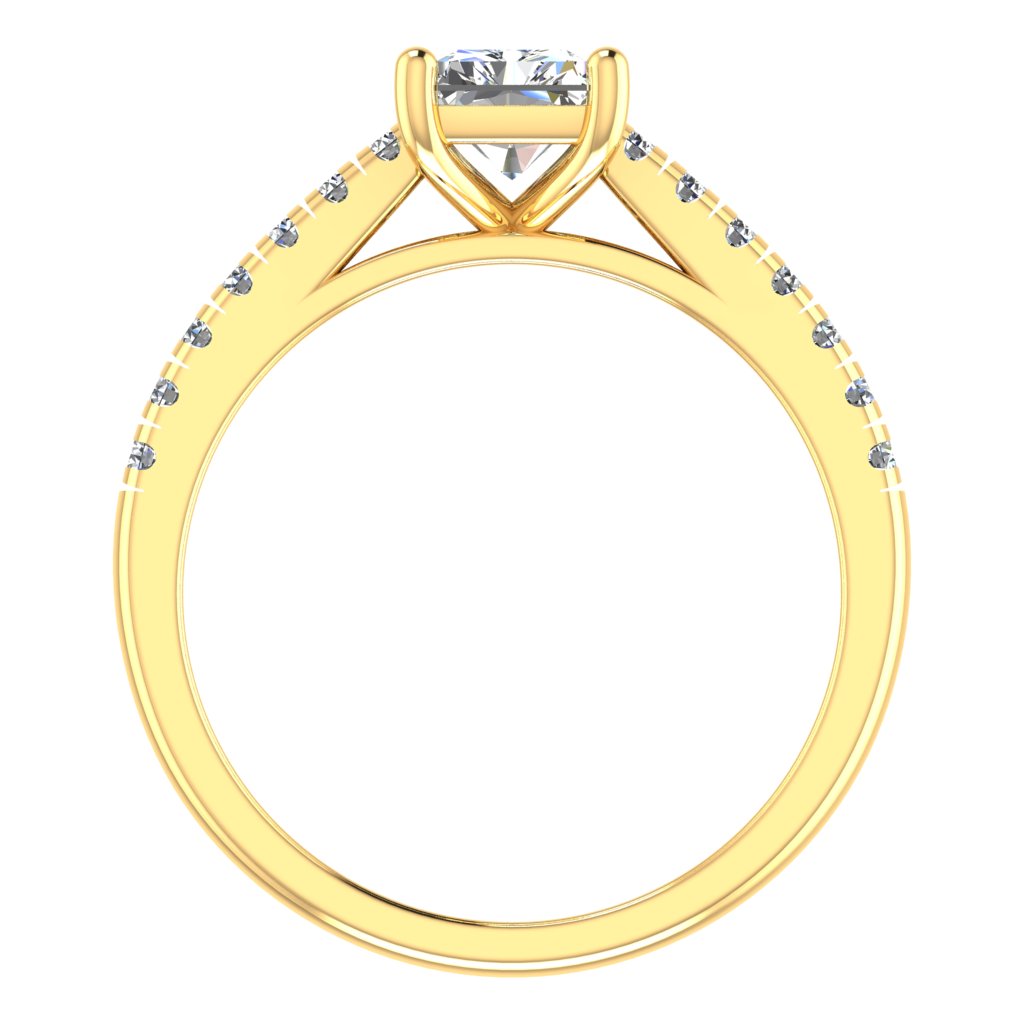 Radiant Cut Diamond & Yellow Gold Shoulder Set Straight Ring | LGI