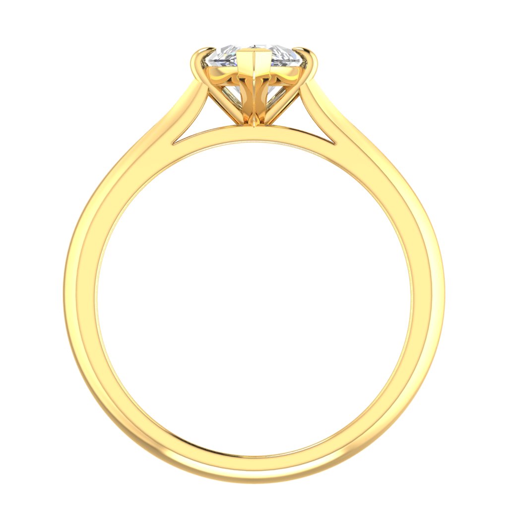 Marquise Solitaire Yellow Gold Ring, Knife Edge | SMM