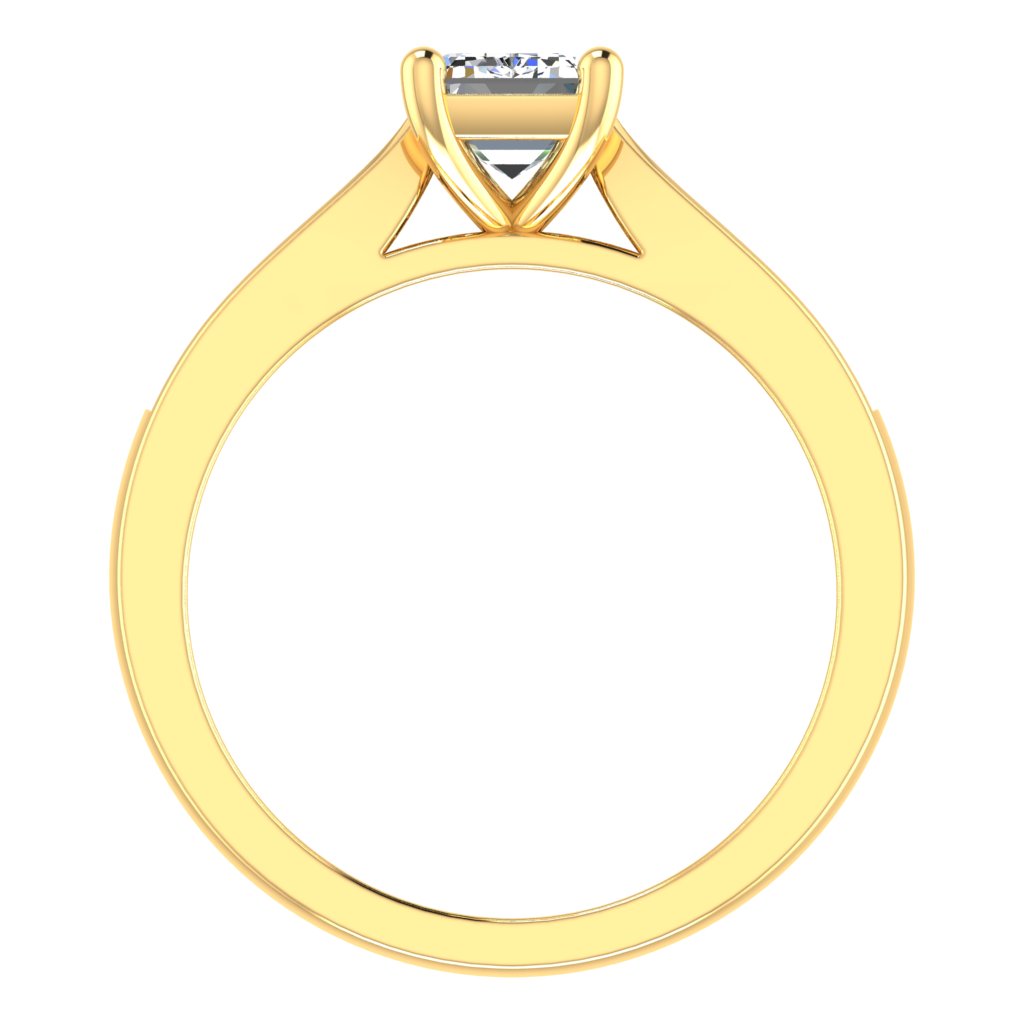 Emerald Diamond Yellow Gold Ring, Tapered Grain Shoulder Set | LGE RX5495