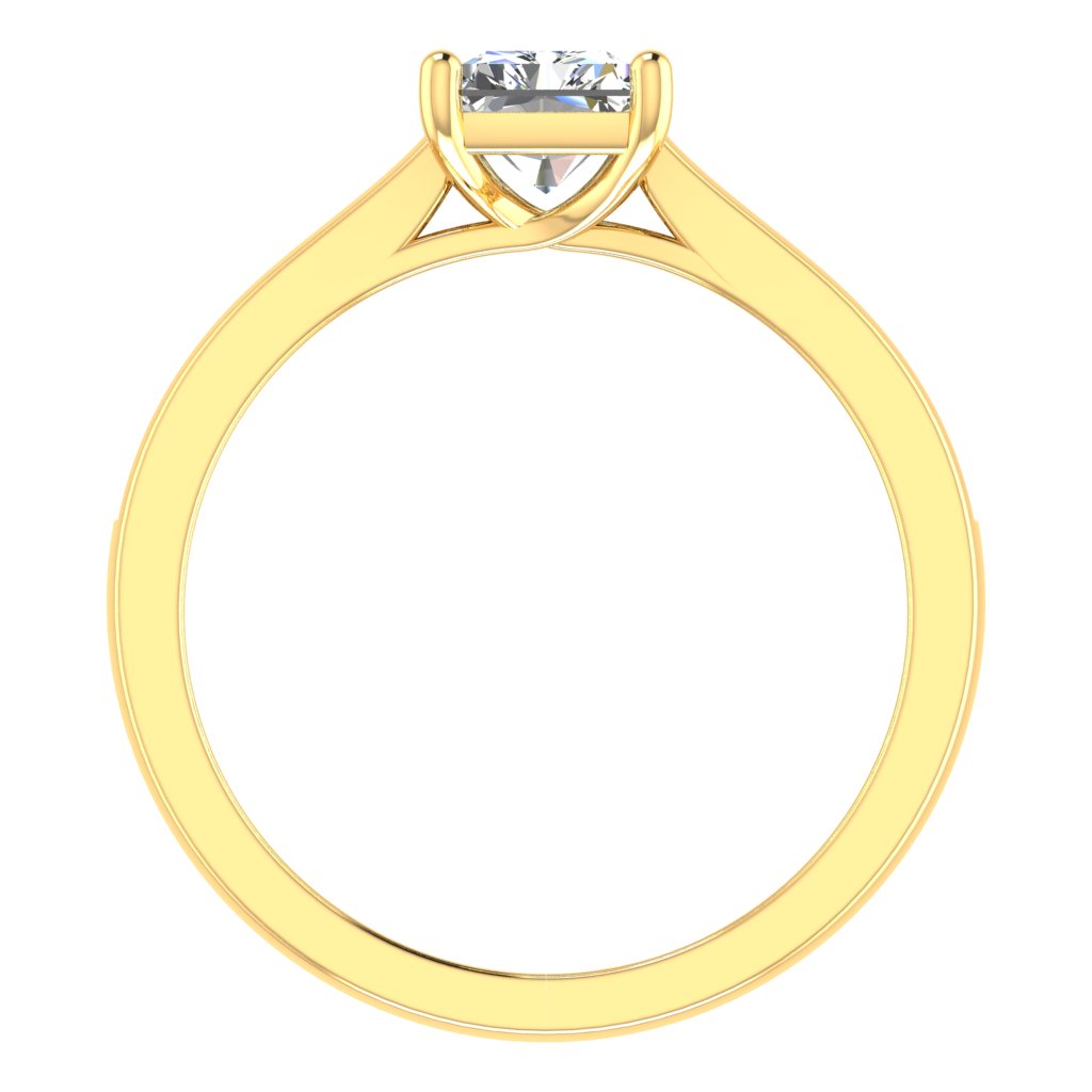 Radiant Cut Diamond & Yellow Gold Shoulder Set Channel Ring | SMI