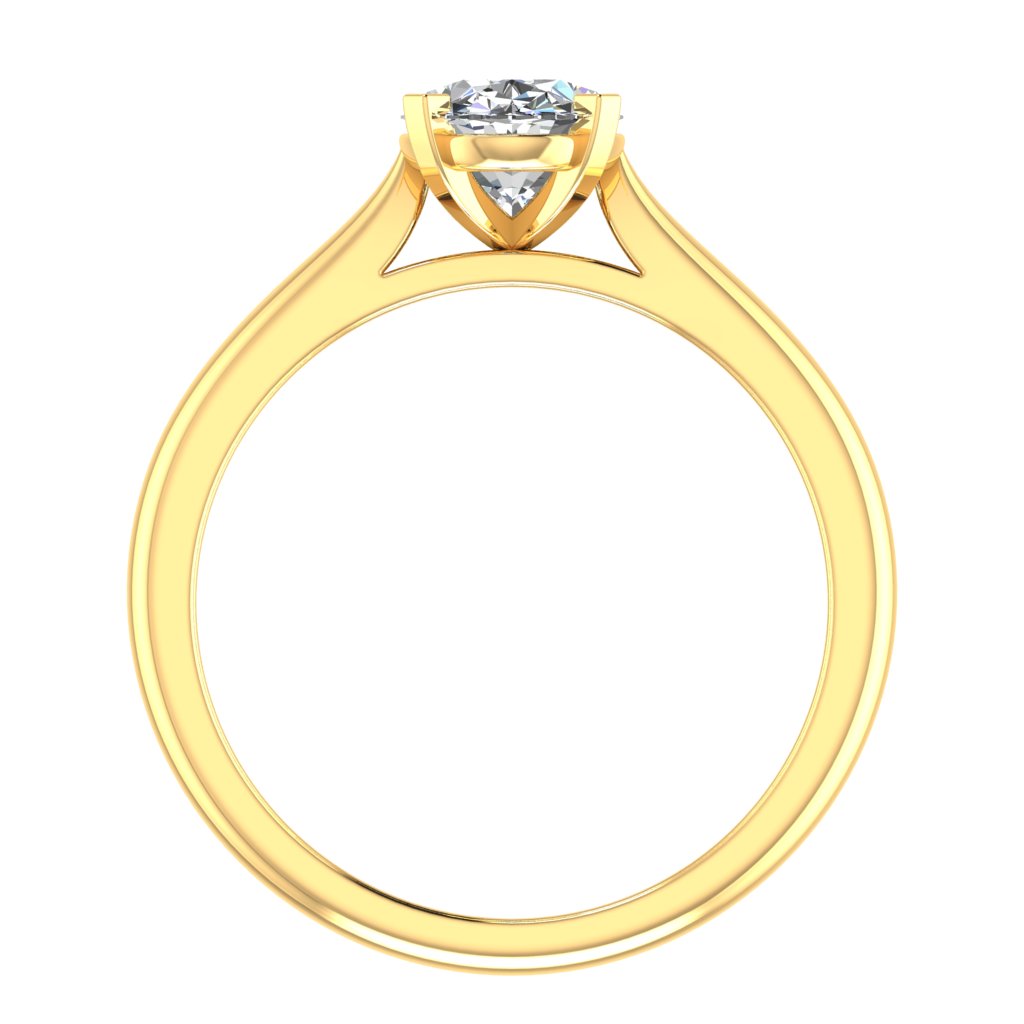 Oval Diamond Yellow Gold Engagement Ring, Cathedral Gallery Bar Solitaire | LT1029-50