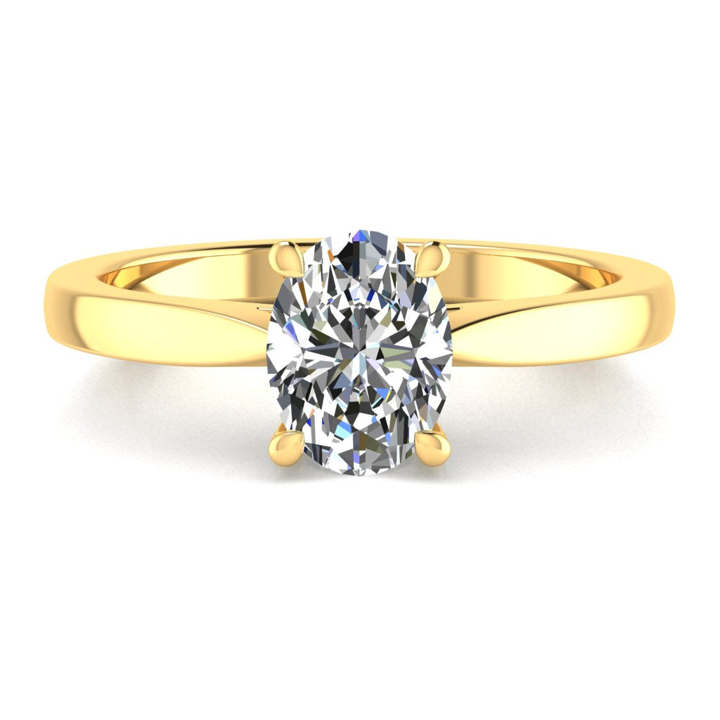 Oval Solitaire Yellow Gold Ring, Lotus Cathedral | LGO
