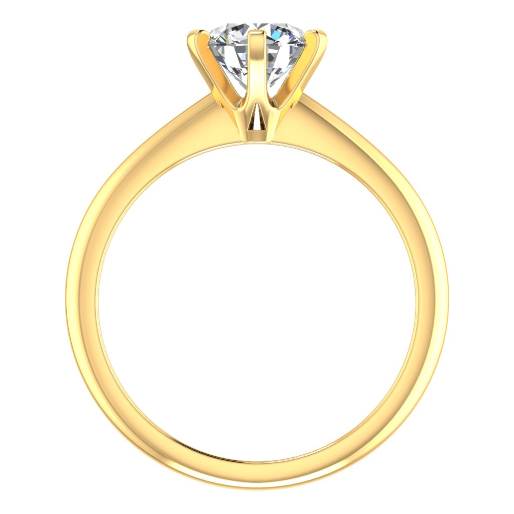 Round Solitaire Yellow Gold Ring, Open 6 Prong | LGR