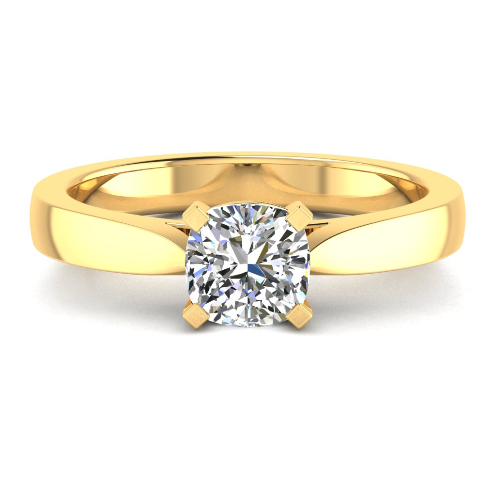 Cushion Diamond Engagement Ring, Pinched Band Solitaire