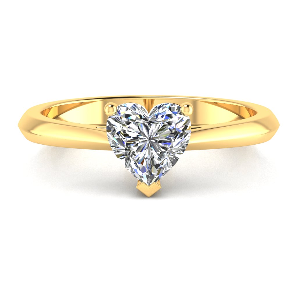 Heart Diamond Engagement Ring, Fancy Basket Solitaire