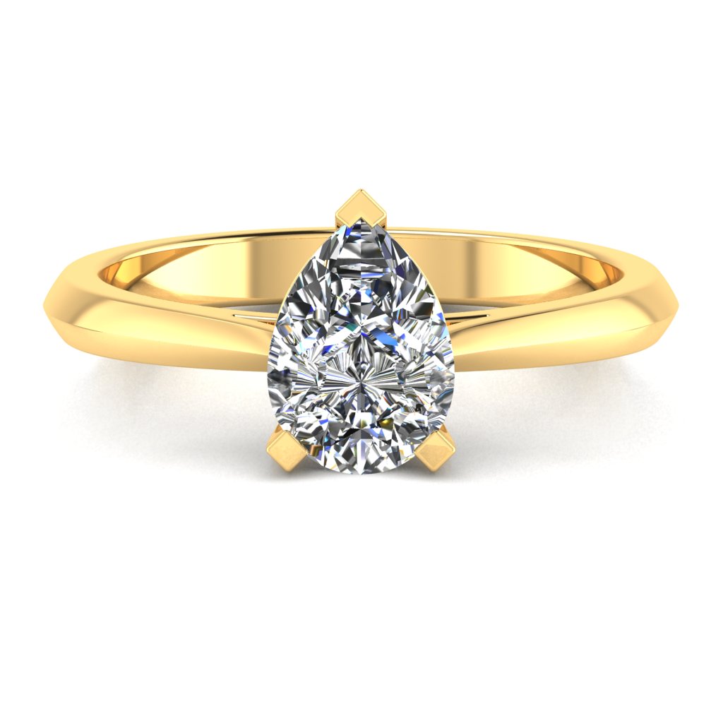 Pear Solitaire Yellow Gold Ring, Fancy Basket | SMA