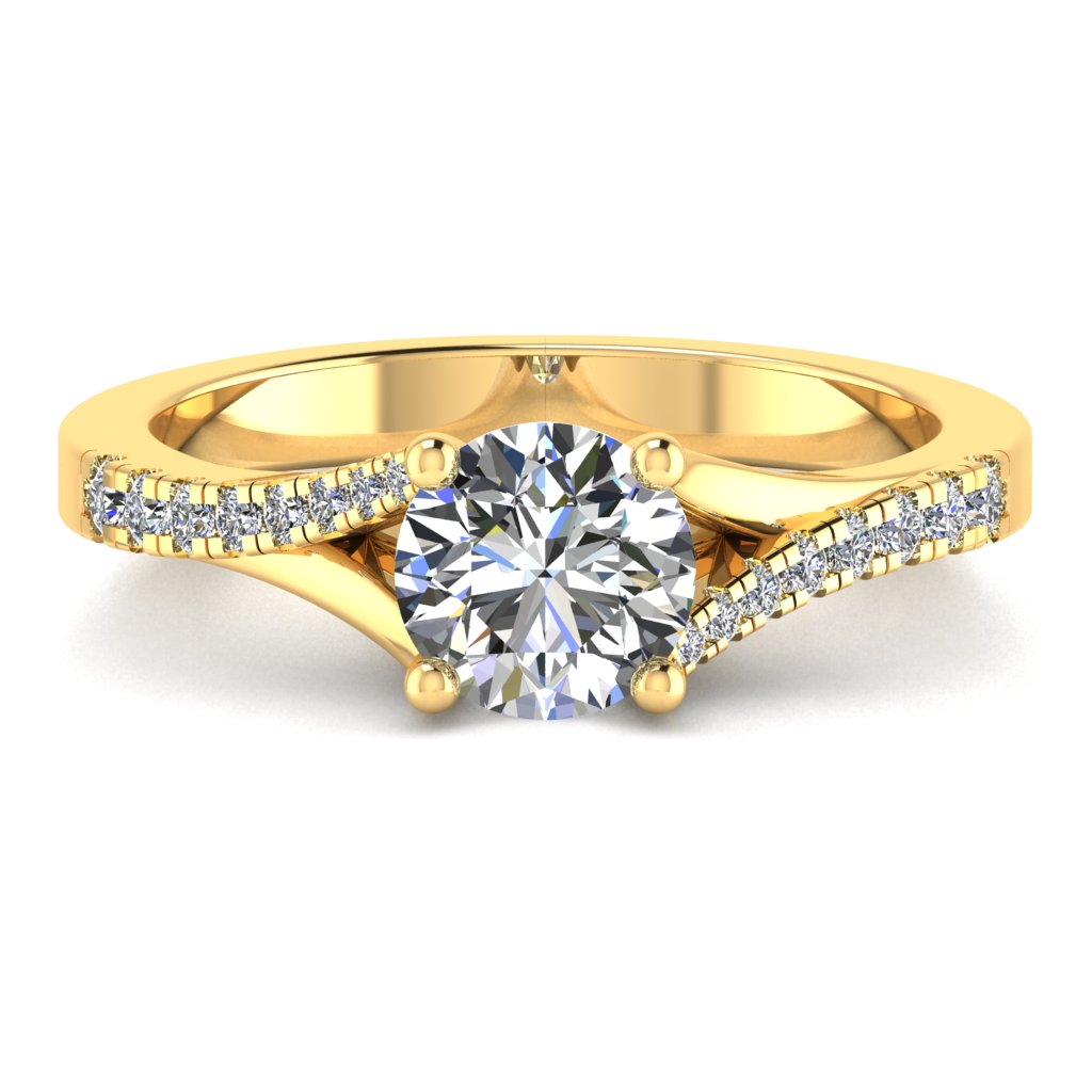 Round Diamond Engagement Ring, Split Band Shoulder Set | RX3016