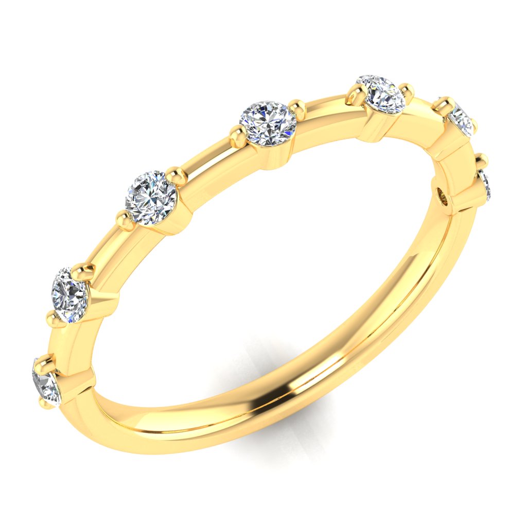 SPACED ROUND DIAMOND ETERNITY RING, CLAW SET, YELLOW GOLD