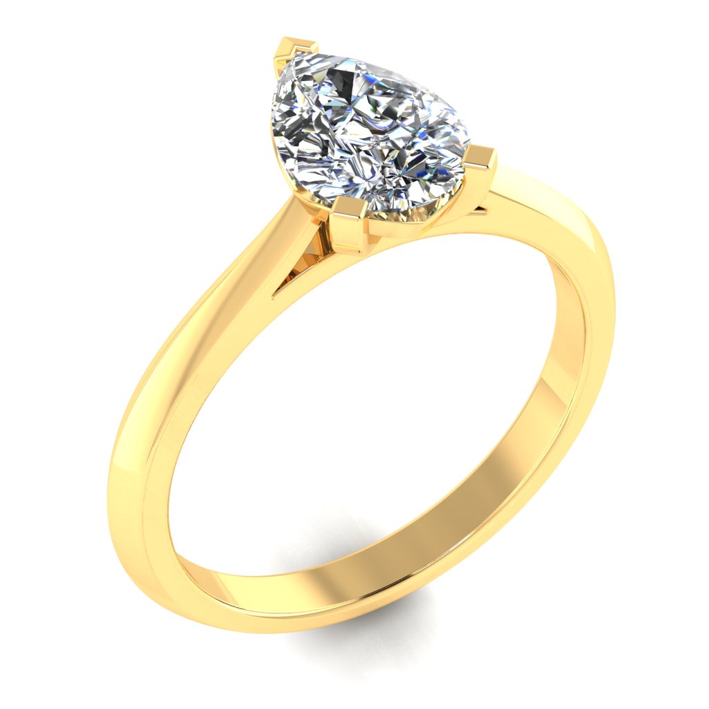 Pear Solitaire Yellow Gold Ring, Fancy Basket | LGA