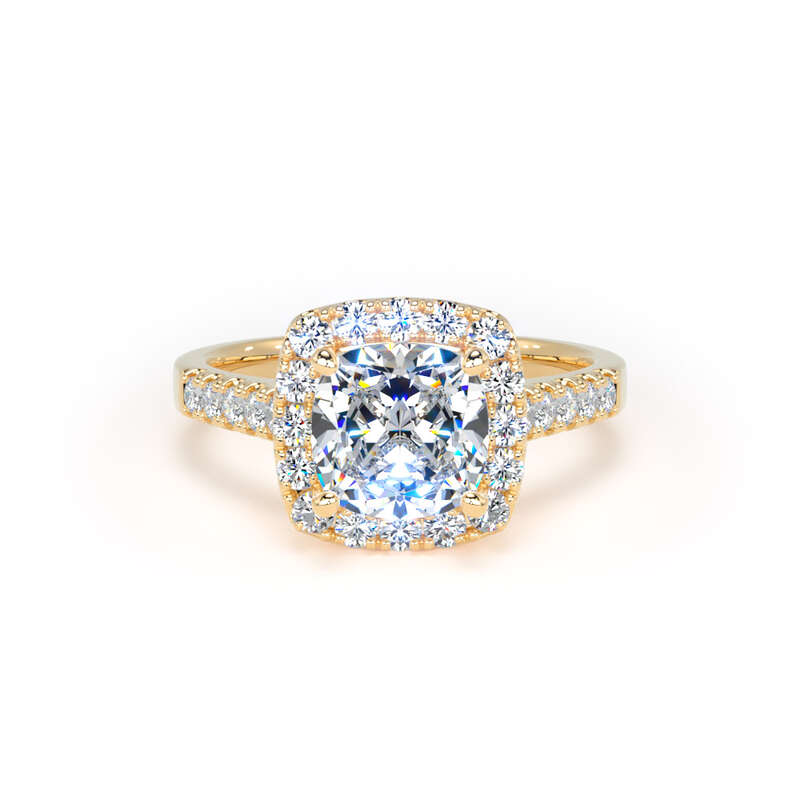 Halo Ring | Yellow Gold, Cushion Diamond | SMC CHS01