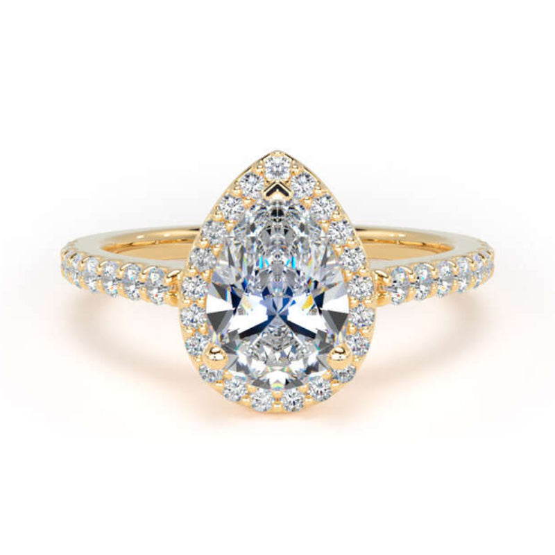 Pear Diamond Engagement Ring, Diamond Band Halo | DHW01
