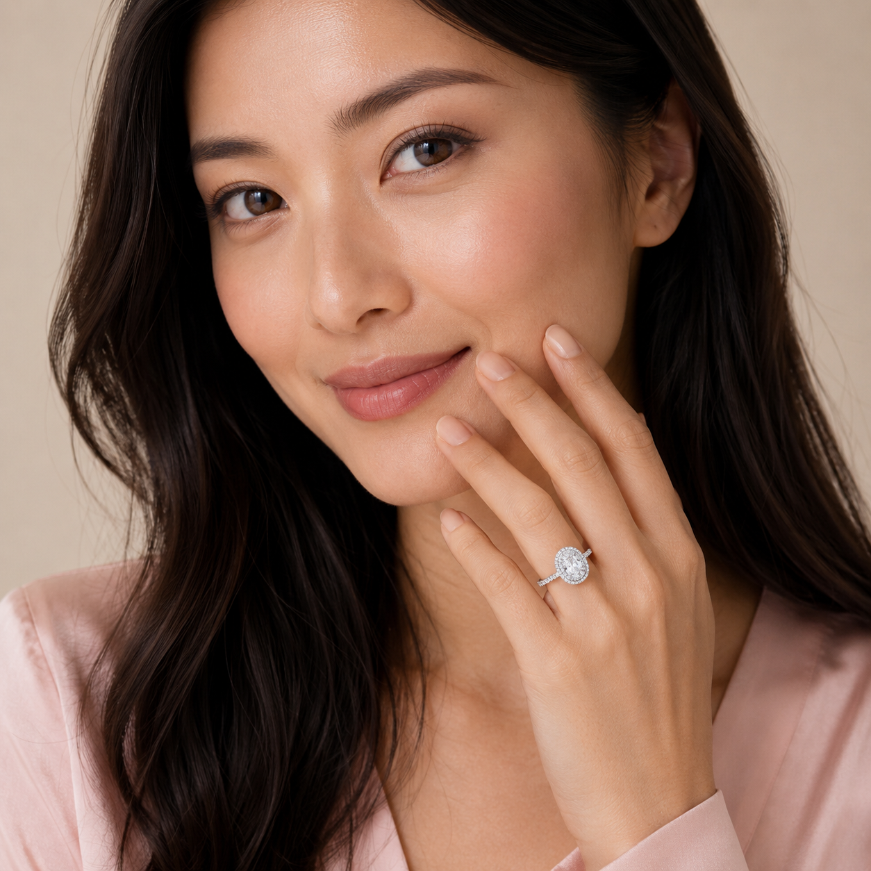 Oval Diamond Engagement Ring, Shoulder Set Double Halo | OHW02
