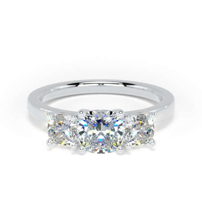Cushion Diamond Engagement Ring, Claw Set Trilogy | M3C02