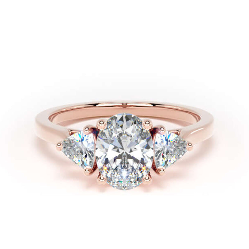 Oval & Trillion Diamond Engagement Ring, Trilogy | M3O02