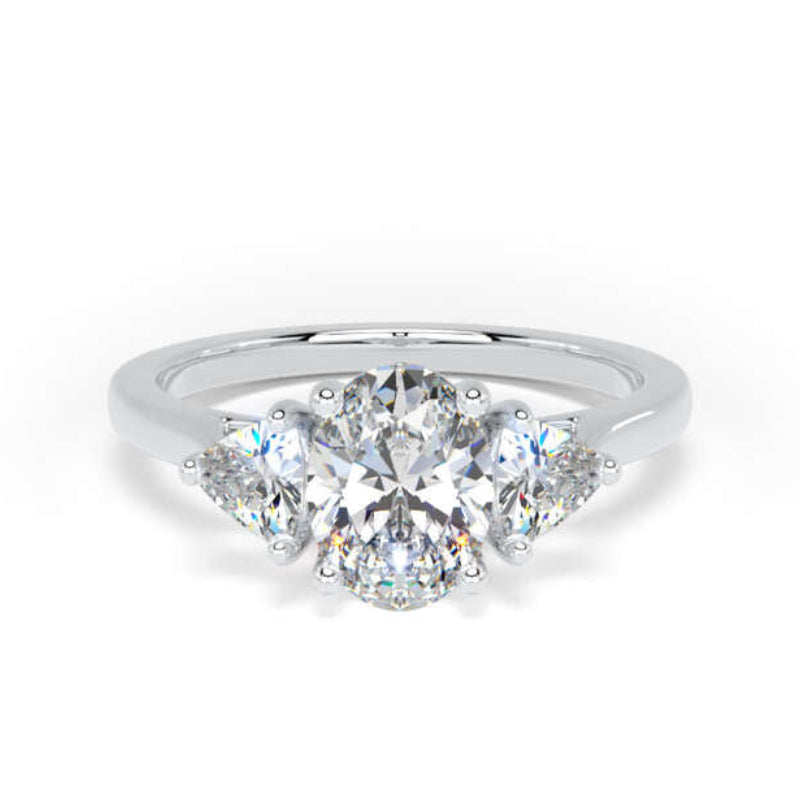 Oval & Trillion Diamond Engagement Ring, Trilogy | M3O02