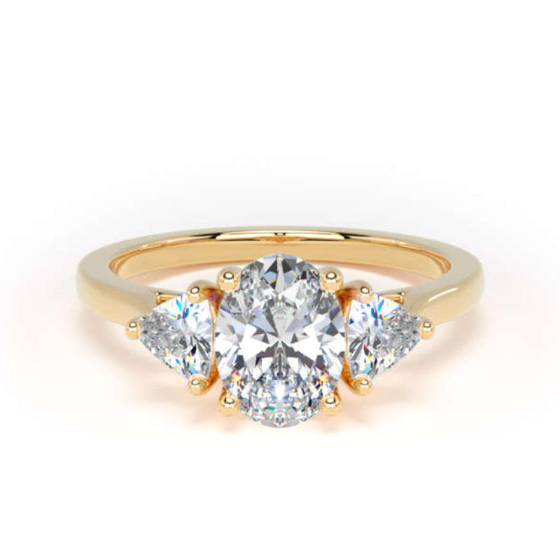 Oval & Trillion Diamond Engagement Ring, Trilogy | M3O02