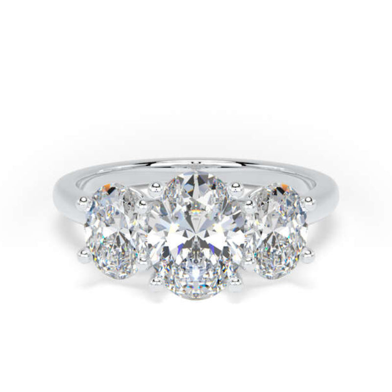Oval Diamond Platinum Ring, Claw Set Trilogy | LGO M3O04