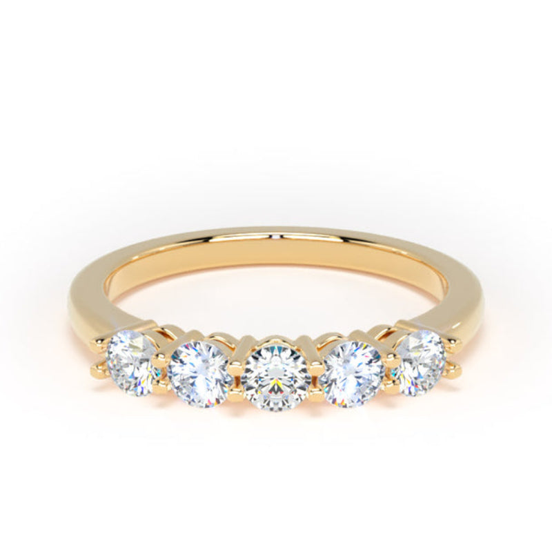 Round Diamond Engagement Ring, Shared Claw 5 Stone | M5R01