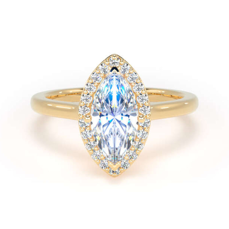 Marquise Diamond Engagement Ring, Plain Band Halo | MHP01