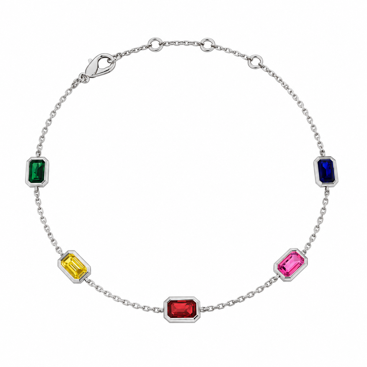 Emerald Sapphire Bracelet | Multi Colour Sapphire Rubover Set | BT1002