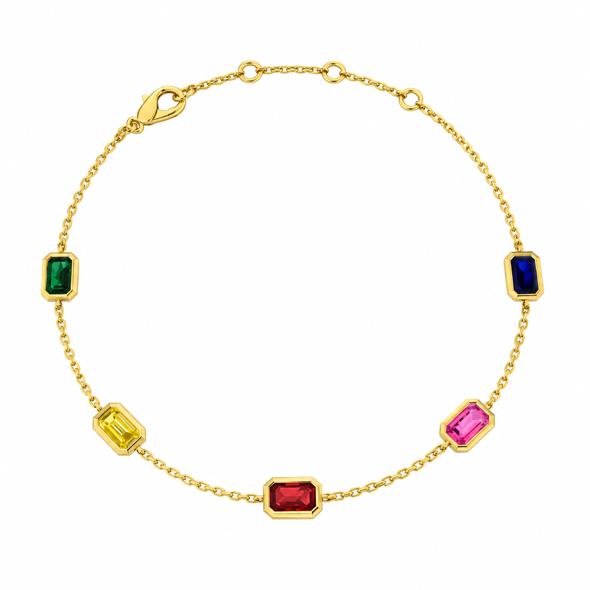 Emerald Sapphire Bracelet | Multi Colour Sapphire Rubover Set | BT1002