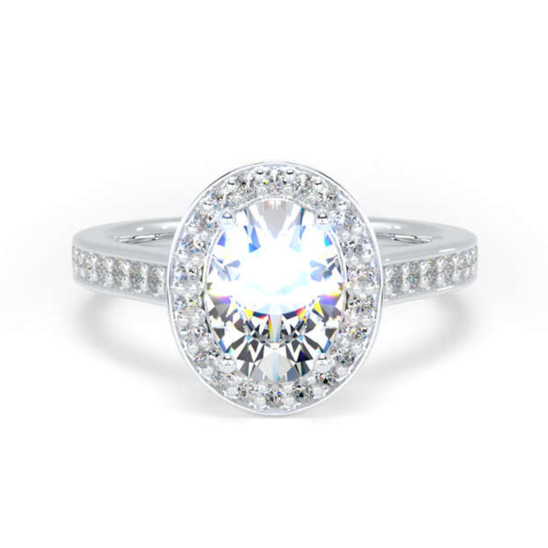 Oval Diamond Engagement Ring, Prong Set Halo | OHG01