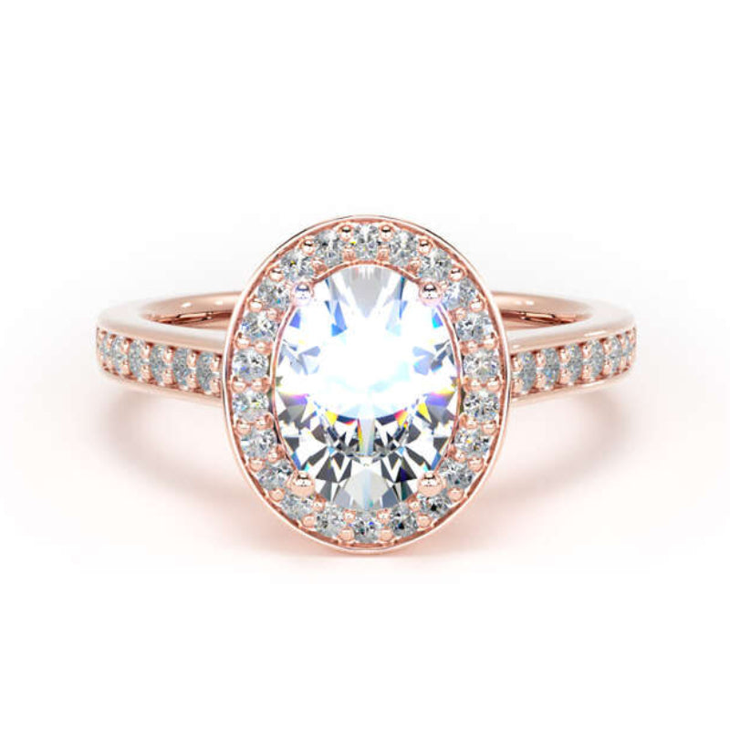 Oval Diamond Engagement Ring, Prong Set Halo | OHG01