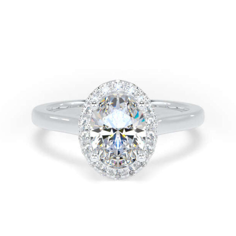 Oval Diamond Engagement Ring, Peekaboo Diamond Halo | OHP02