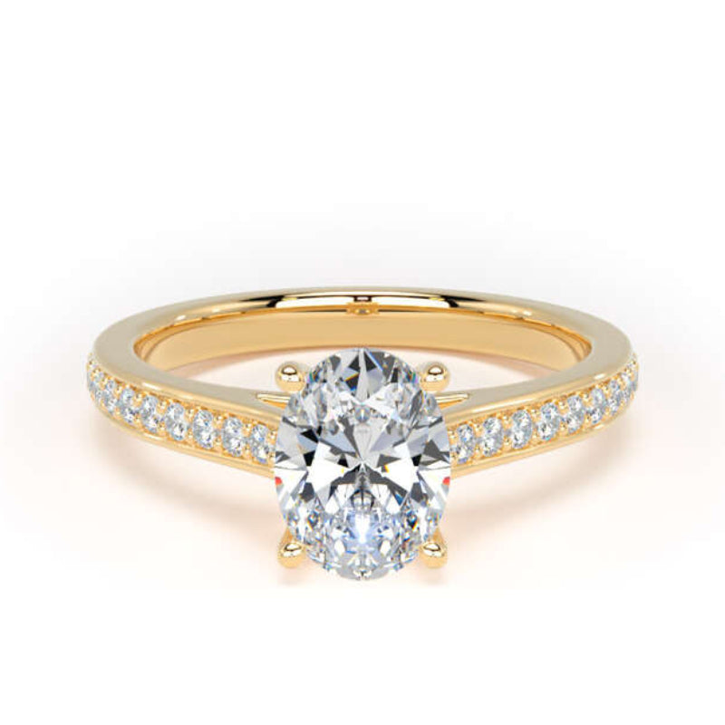 Oval Diamond Engagement Ring, Grain Shoulder Set | OSG01