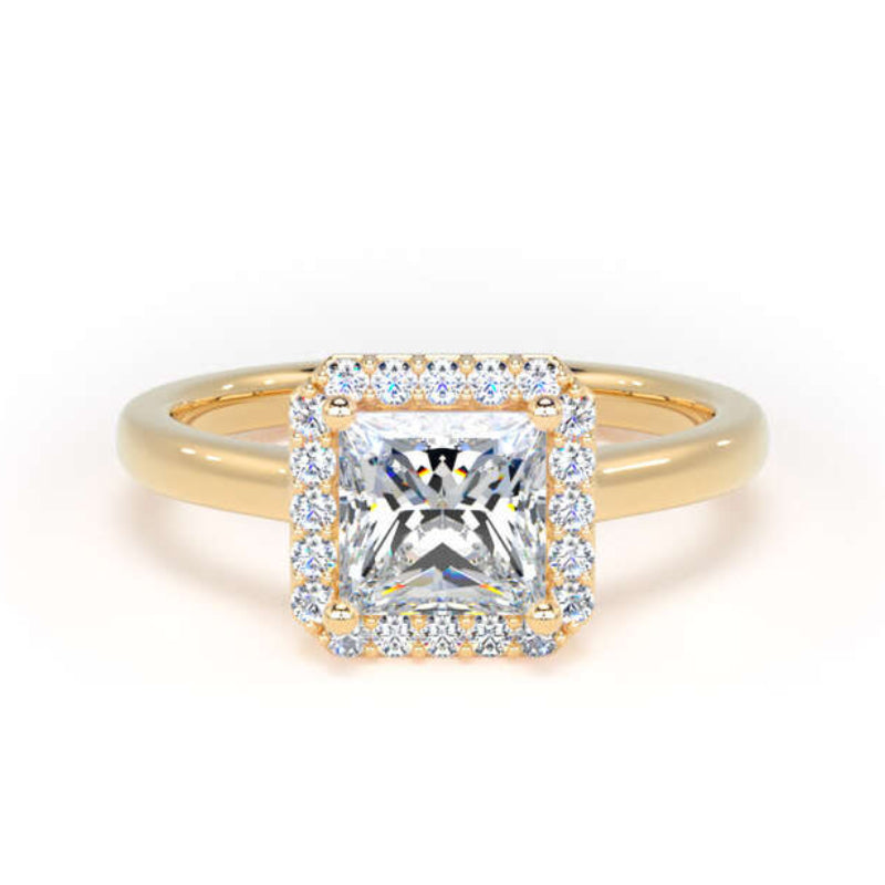 Princess Diamond Engagement Ring Plain Shoulder Halo | PHP01