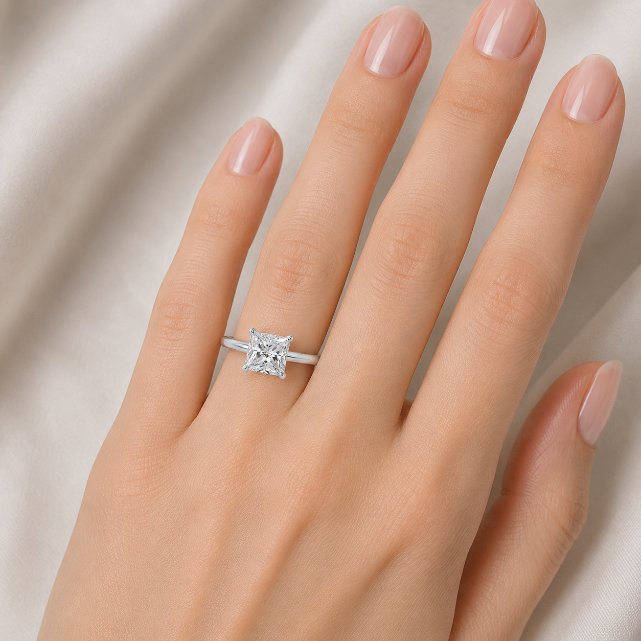 Princess Diamond Engagement Ring, Floating Head Solitaire | PPP02