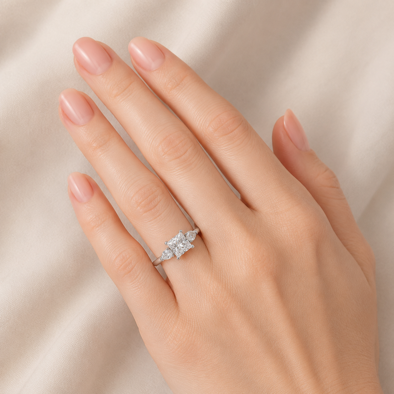 Princess & Pear Diamond Engagement Ring, Trilogy | M3P01