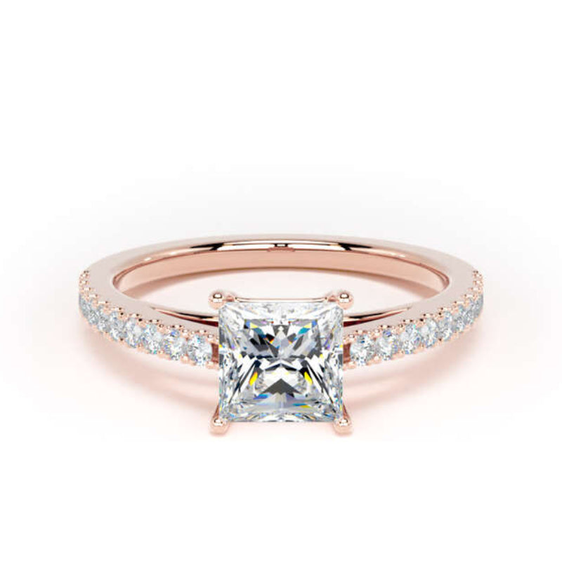 Princess Shoulder Set Rose Gold Ring, Scallop | PSW01 SMS