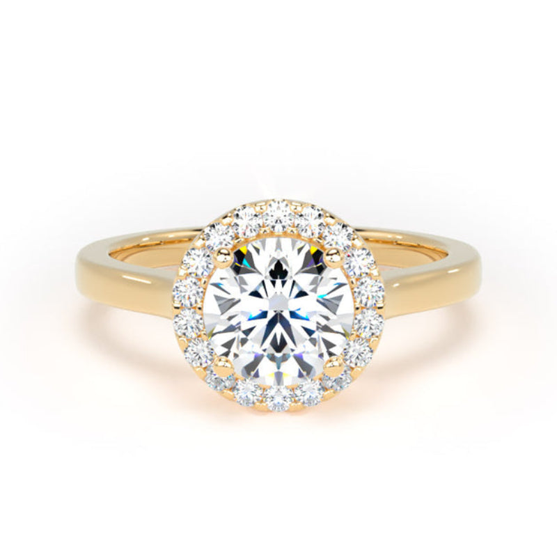 Round Diamond Engagement Ring, Plain Shoulder Halo | RHP01
