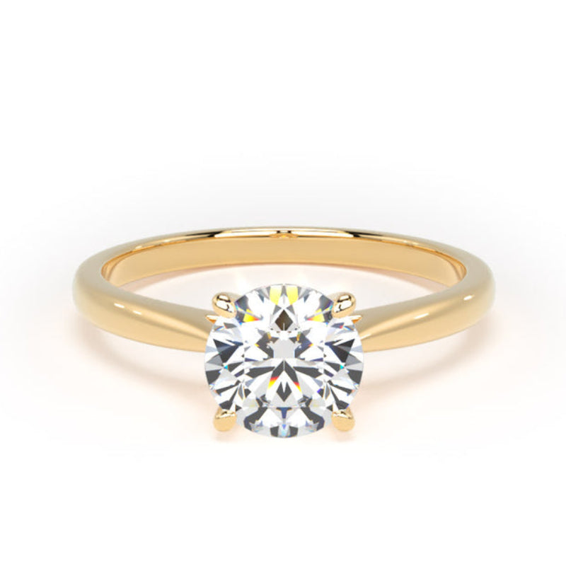 Round Diamond Engagement Ring, Lotus Cathedral Solitaire | RPP02