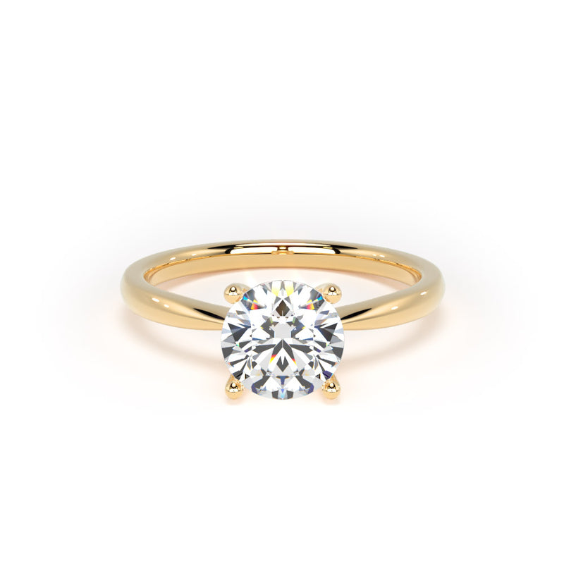 Round Diamond Yellow Gold Engagement Ring, Raised Open Gallery Solitaire | RPP03-25