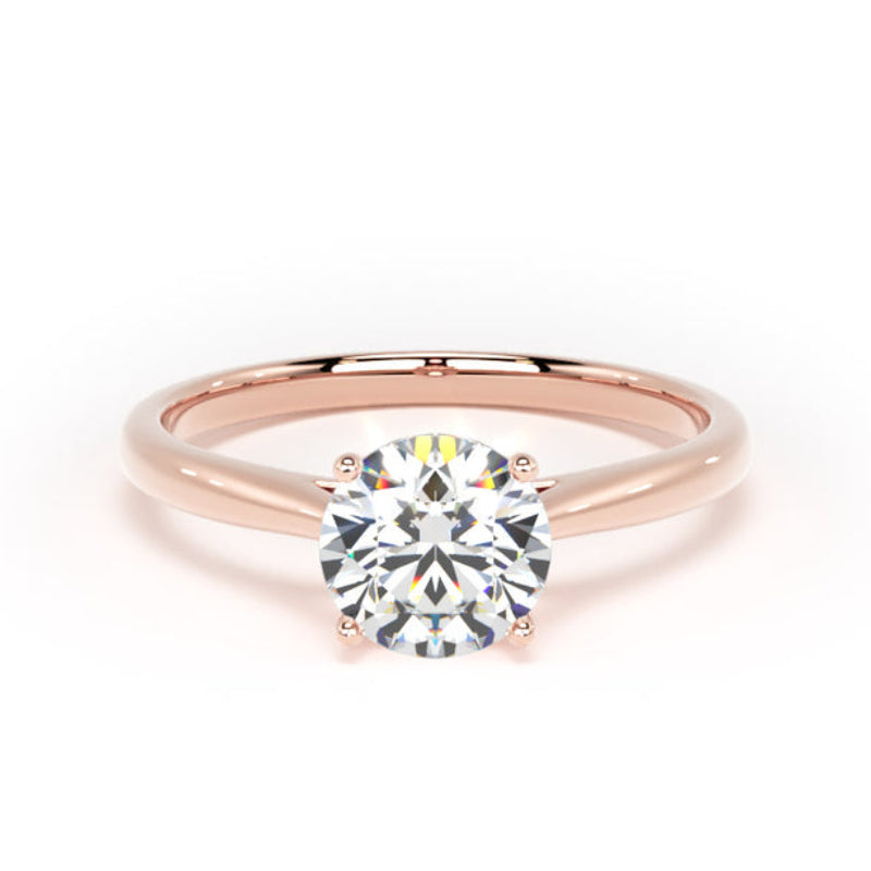 Round Diamond Engagement Ring, Cathedral Bar Solitaire | RPP04