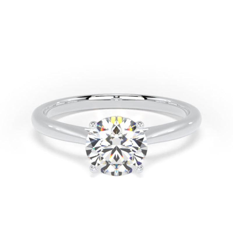 Round Diamond Engagement Ring, Cathedral Bar Solitaire | RPP04