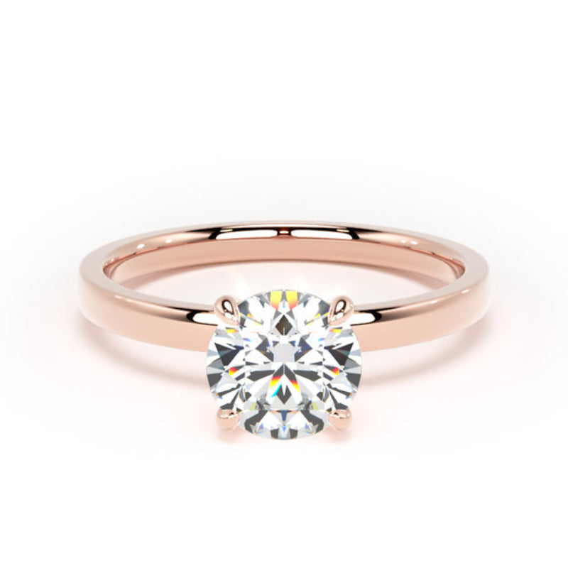 Round Diamond Rose Gold Ring, Floating Head Solitaire | LGR RPP12