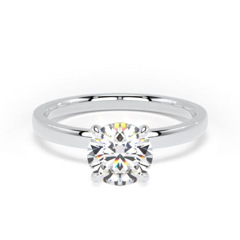 Round Diamond White Gold Ring, Floating Head Solitaire | LGR RPP12