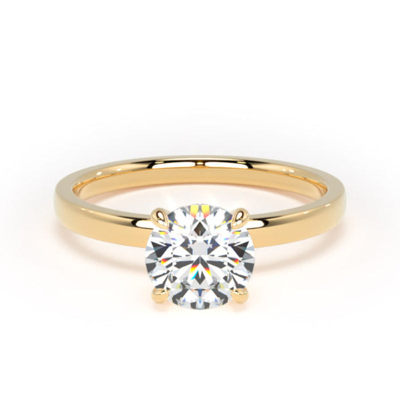 Round Diamond Yellow Gold Ring, Floating Head Solitaire | LGR RPP12