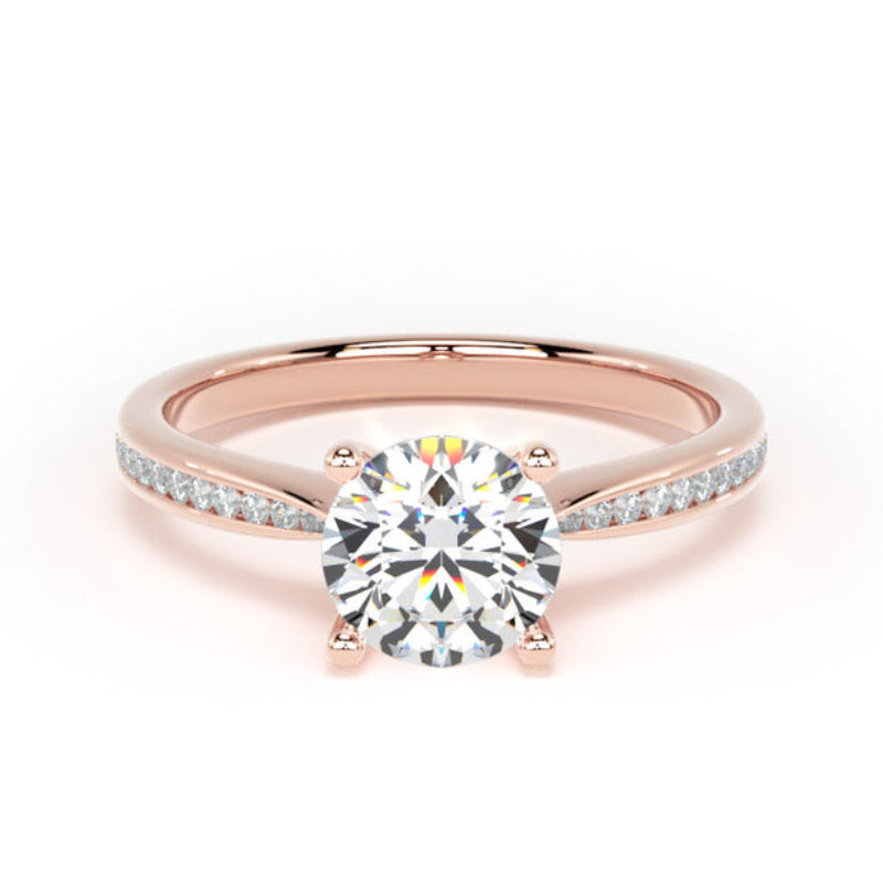 Round Shoulder Set Rose Gold Ring, Raised | RSC02 LGR