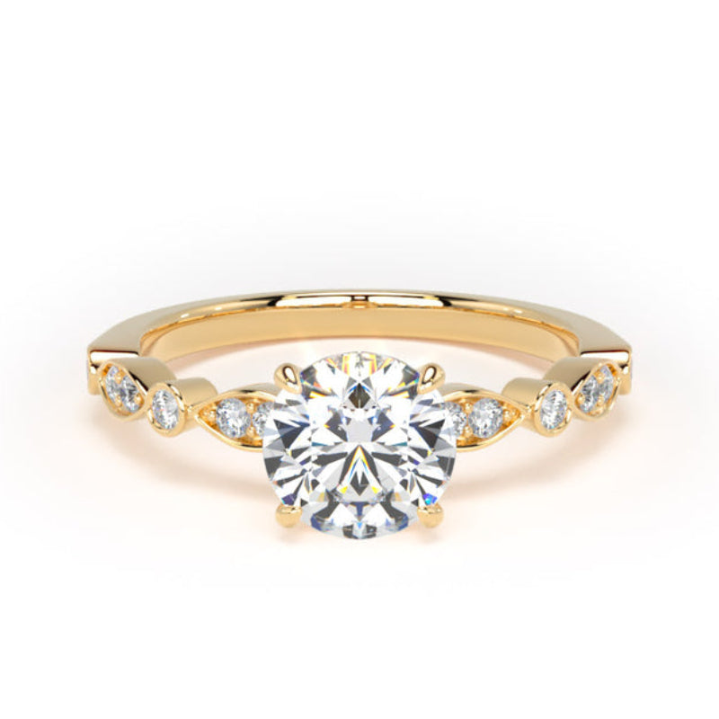 Round Diamond Engagement Ring, Fancy Diamond Shoulder Set | RSV01