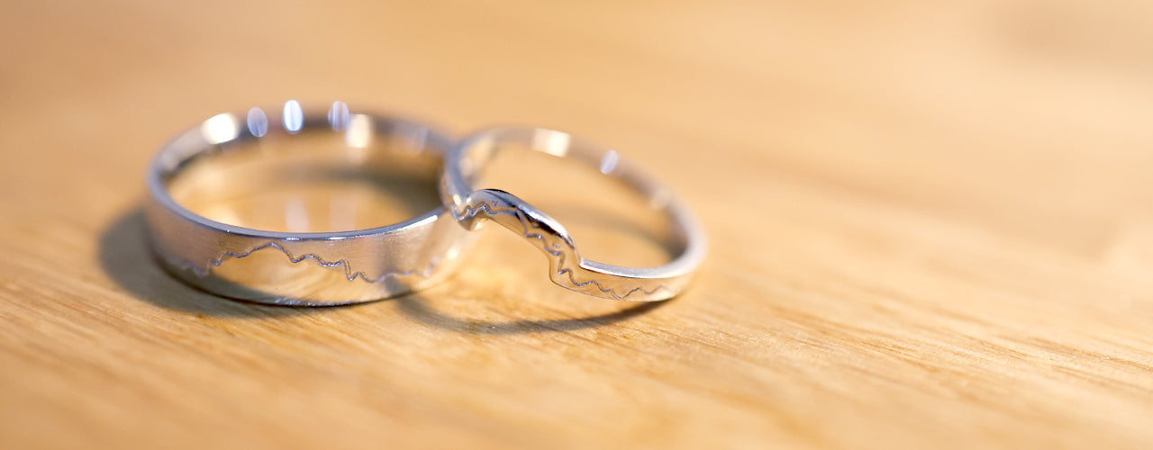 Handmade Mountain Engraved His & Hers Wedding Rings