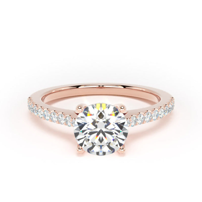 Round Shoulder Set Rose Gold Ring, Scallop | RSW01 SMR