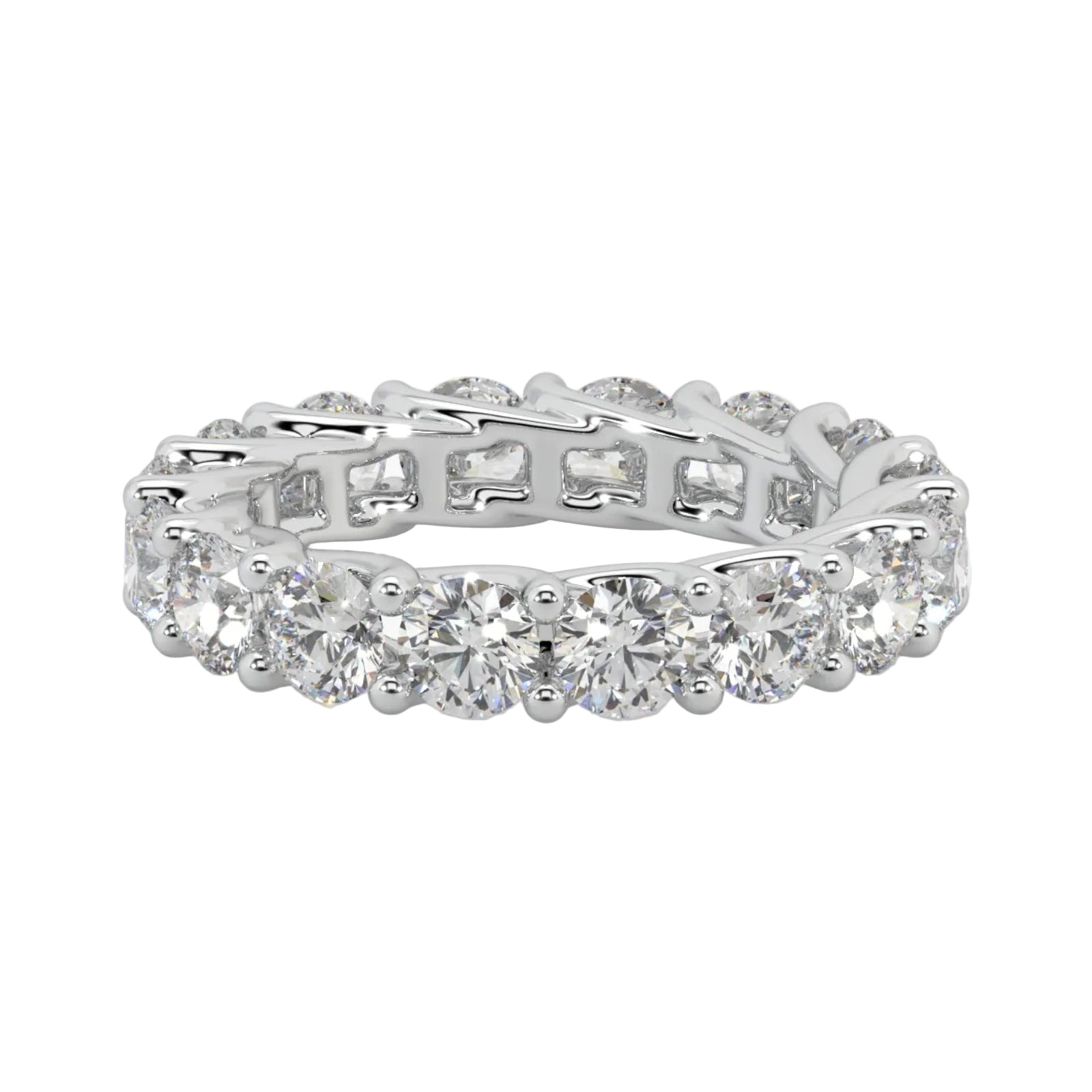 Round Diamond Ring, Shared Claw Trellis Eternity Ring | ET1238