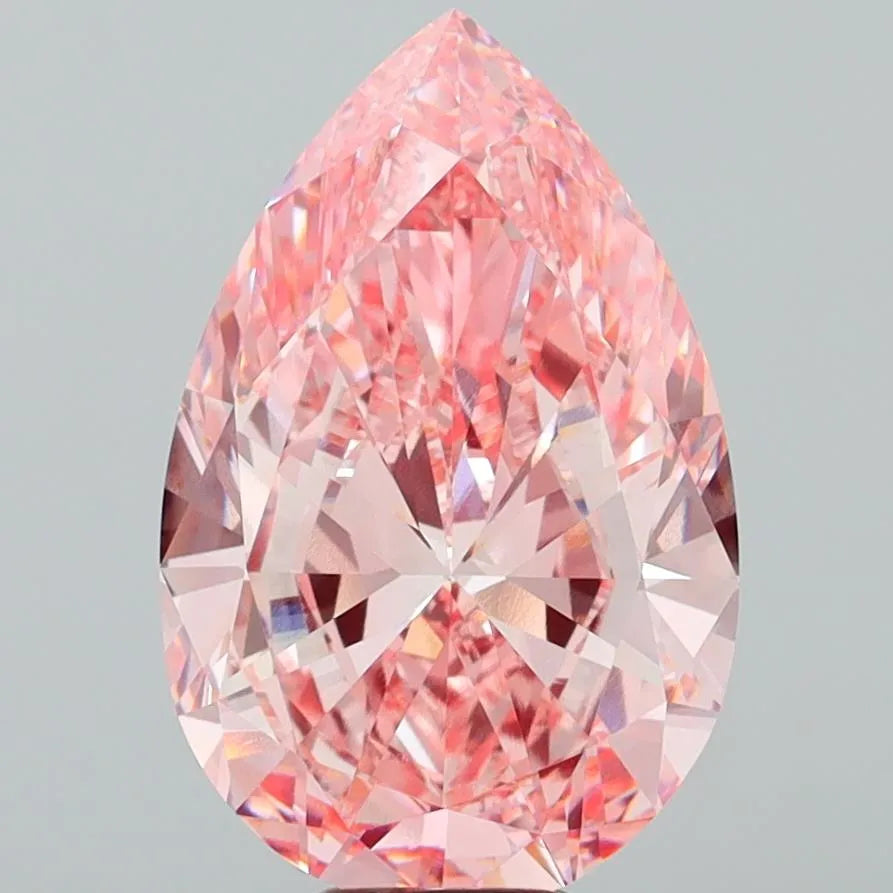 2.00ct Pear Lab-grown Diamond | Fancy Vivid Pink/VVS2